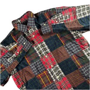 Polo Ralph Lauren Button-Up Shirt Men L Plaid Vintage Y2K Cotton Red Long Sleeve